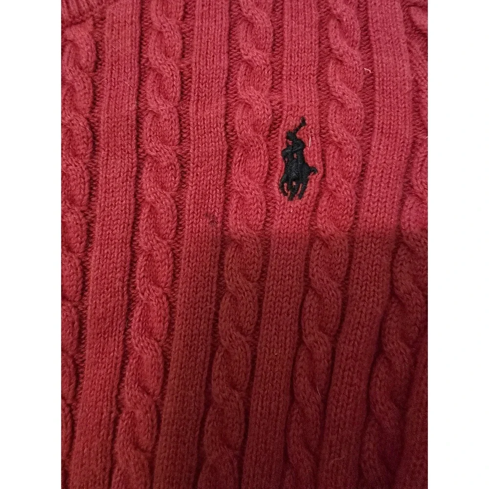 Ralph Lauren Little Girls Mini-Cable Cotton Cardigan 5Y-red